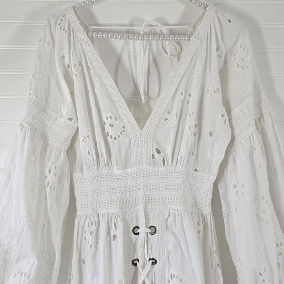 Misa Los Angeles Althea 100% White Cotton Coverup Dress XS - Picture 6 of 13